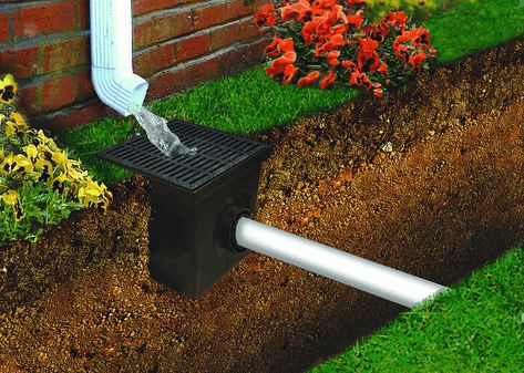 Residential Stormwater Catch Basin Drains, Products & Supplies | NDS Downspout Drainage, Yard Drain, Catch Basin, Exterior Landscaping, Backyard Drainage, Yard Drainage, Underground Drainage, House Upgrades, Outlet Plug