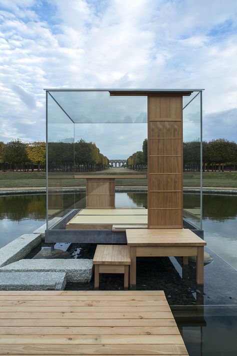 The Glass Tea House Mondrian — Hiroshi Sugimoto Modern Japanese Tea House, Contemporary Pavilion, Modern Tea House, Tea House Japan, Chinese Tea Room, Japanese Tea Room, Tea Room Design, Tea House Design, Chinese Tea House