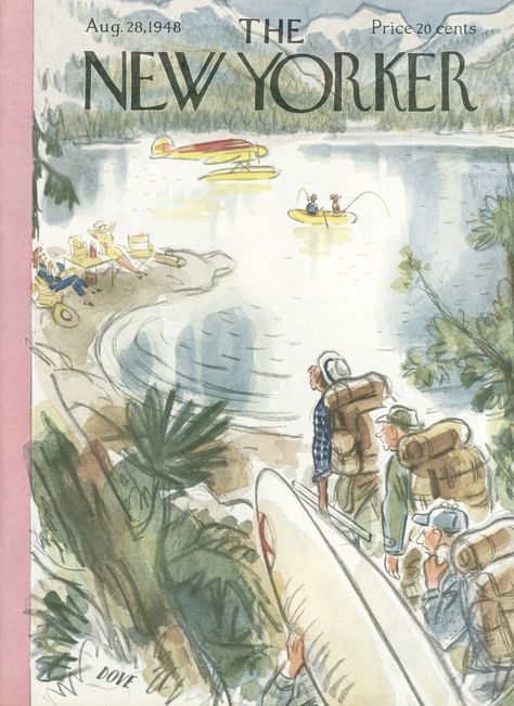 August 28, 1948 - Leonard Dove The New Yorker August, The New Yorker Magazine, New Yorker Magazine, New Yorker Covers, Canoes, Beating Heart, August 28, Cover Artwork, Vintage Poster Art