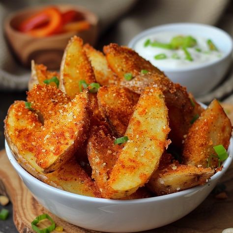 🍟 Crisp up your day with homemade KFC Potato Wedges! Perfectly seasoned! #FryDay KFC Potato Wedges Ingredients: Potatoes, cut into wedges Flour Paprika Onion powder Garlic powder Salt Pepper Milk Egg Instructions: Soak potato wedges in water mixed with salt for 30 minutes. Whisk together flour, paprika, onion and garlic powders, salt, and pepper. Dip drained potatoes in milk mixed with egg, then dredge in flour mixture. Fry in hot oil until golden and crispy. 🥔🔥 Enjoy these golden, crispy d... Kfc Potato Wedges, Twist Recipes, 30 Aesthetic, Pepper Dip, Instagram Recipes, Twisted Recipes, Potato Crisps, Random Aesthetics, Potato Wedges