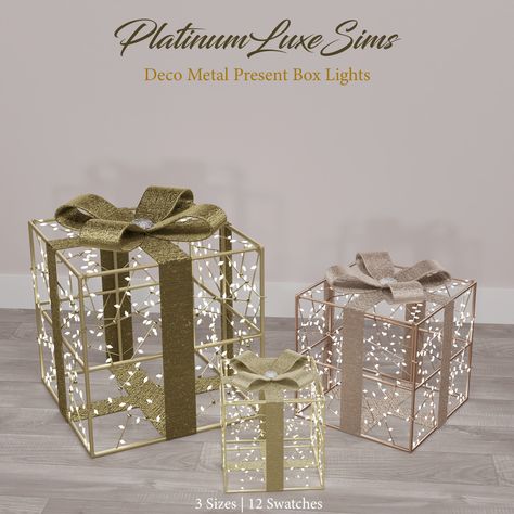 Sims 4 Seasons, Living Room Sims 4, Box Lights, Christmas Present Boxes, Sims 4 Tsr, Sims 4 Traits, Luxury Christmas Tree, Sims 4 Cc Kids Clothing, Present Box