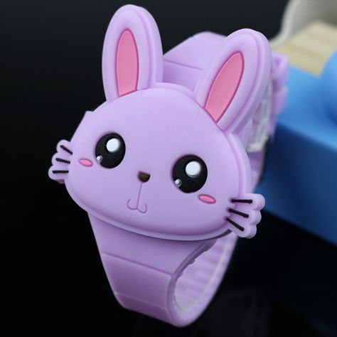 Lovely Rabbit Cartoon Children Watches Flip Cover Rubber Electronic Kids Watch for Boy Student Girls Clock Reloj Infantil Saati|Children's Watches| - AliExpress Kids Watch, Childrens Watches, Kids Electronics, Student Girl, Rabbit Cartoon, Kids Watches, Black Screen, Isle Of Man, Ghana