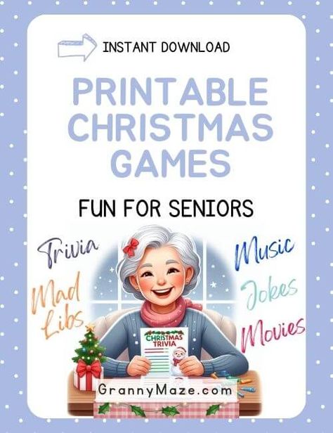 12 Fun Printable Christmas Games for Seniors @grannymaze Christmas Party Games For Church Ladies, Group Games For Adults Indoor Christmas, Christmas Games For Quilters, Senior Citizens Christmas Games, Christmas Games For Seniors Party Ideas, Elderly Christmas Activities, Christmas Games For Older People, Womens Christmas Party Games, Christmas Party Games For Groups Free Printable