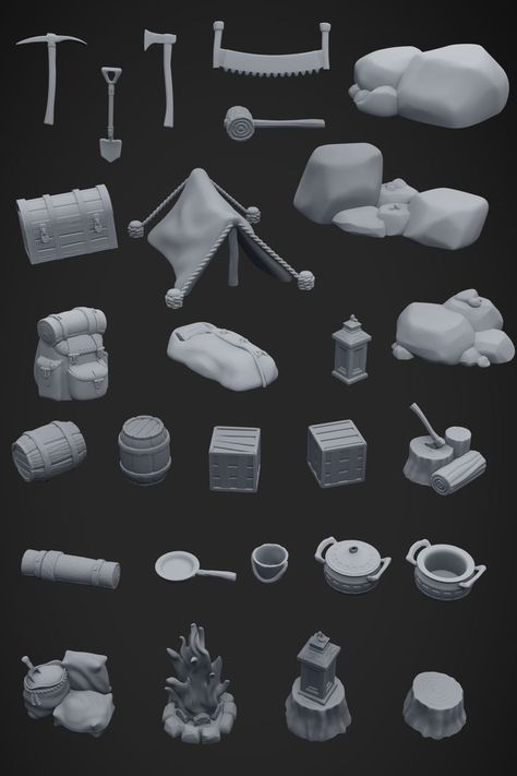 A set of 27 stl files. DnD camp minis for 3D printing. For Ttrpg, wargaming, DnD. 3D print files available through the Kickstarter D&d 3d Print, 3d Printing Dnd, Dnd 3d Print Ideas, Dnd 3d Print, Cave Environment, Blender Software, Printable Miniatures, Dnd Crafts, 3d Print Files