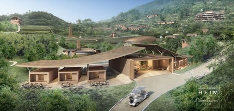 Healing Resort Architecture, Village Resort Design, Eco Resort Architecture Plan, Mountain Resort Design Concept, Resort Design Concept, Eco Resort Architecture, Mountain Resort Design, Resort Bungalow, Mountain Resort Architecture