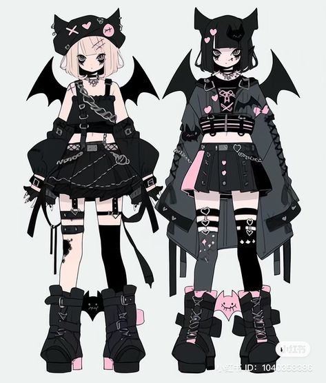 Goth Outfits Drawing, Goth Vtuber, Bunny Vtuber, Goth Character Design, Vtuber Outfit Ideas, Vtuber Outfits, Vtuber Design, Goth Kawaii, Swan Lake Ballet