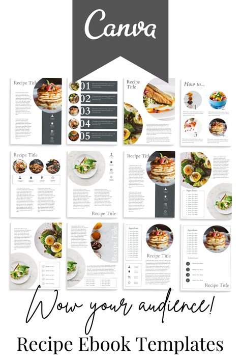 Recipe Ebook Template | Food Blog Ebook | Cookbook Template | Food Blogger Marketing Recipe Book Layout Ideas, Recipe Ebook Template, Recipe Book Layout Design, Cookbook Design Layout, Recipes Book Design, Recipe Layout, Diy Recipe Binder, Recipe Design, Campbells Recipes