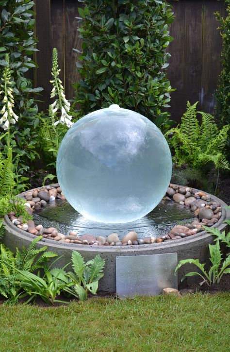 Sphere Water Feature, Fountain Decor, Water Fountain Design, Outdoor Water Features, Mini Pool, Sensory Garden, Fountain Design, Backyard Water Feature, Waterfalls Backyard