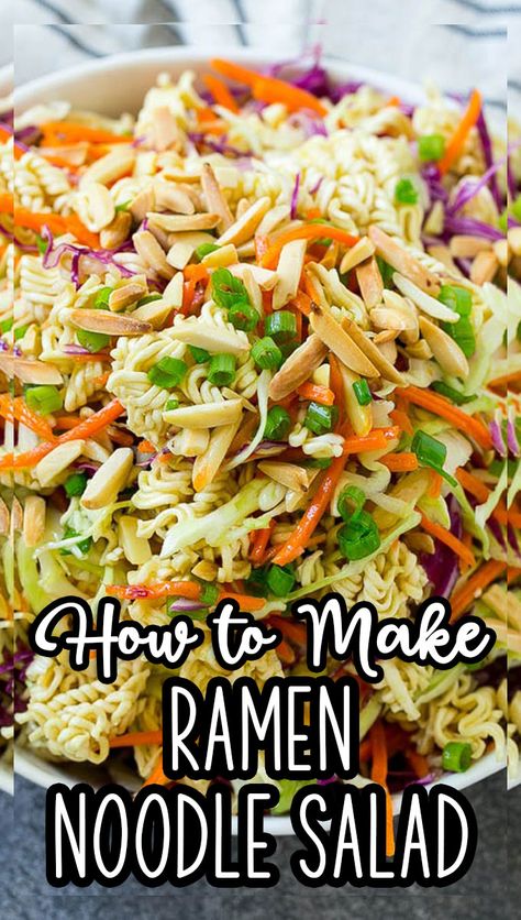 Ramen Noodle And Cabbage Recipes, Cabbage Top Ramen Salad, Chinese Noodle Salad Ramen, Napa Cabbage Ramen Noodle Salad, Crunch Salad Ramen, Salad Recipes With Ramen Noodles, Best Ramen Salad Recipe, Raman Noodles Salad Recipe, Coleslaw Salad With Ramen Noodles