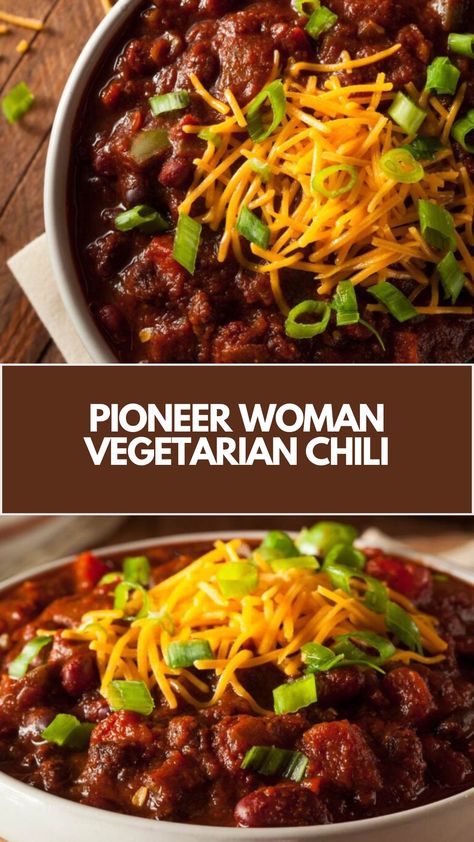 Pioneer Woman Vegetarian Chili recipe is made with olive oil, garlic, onion, bell peppers, carrots, celery, jalapeno, vegetable broth, tomato sauce, Ro-tel, salt, oregano, cumin, chili powder, beans, zucchini, and masa the total time to make this recipe is 105 minutes and it serves 6 people. Best Meatless Chili Recipe, Vegetarian Chili Recipe Easy, Best Veggie Chili Recipe, Bean Chilli Recipe Vegetarian, Vegetable Chili Recipe Crockpot, Chili Recipe Crockpot Vegetarian, Hungry Root Recipes, Chilli Recipe Vegetarian, Vegetarian Chilli Recipes