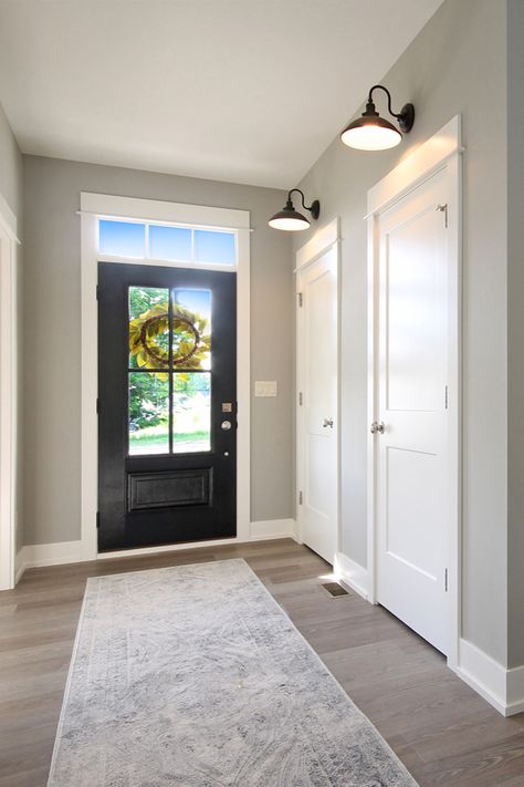 Single Front Door With Transom, Interior Door With Transom Window, Transom Over Front Door, Transom Above Front Door, Front Door Transom Window, Window Above Door Entryway, Front Doors That Let In Light, Window Above Front Door Entryway, Front Door With Window Above