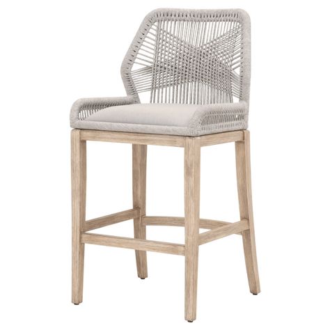 Loom Barstool Woven Bar Stools, Colored Rope, 30 Bar Stools, Bar Stools With Backs, Traditional Dining Room, Stools With Backs, Unique Loom, Kitchen Bar Stools, Solid Mahogany