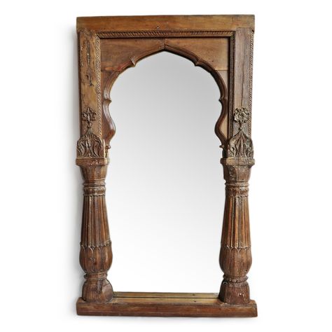 Stunning teak wood moorish doorway full length mirror. Beautiful patina with hand waxed teak wood. Mirrors For Living Room, Mirror Furniture, Full Length Floor Mirror, Hand Wax, Floor Mirrors, Islamic Design, Living Room Mirrors, Length Mirror, Mirrored Furniture