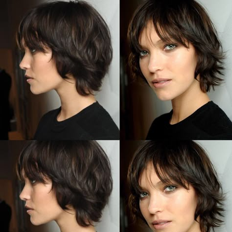 Textured Long Bob With Bangs, Brunette Hair Transformation, Shag Short Hair, Shaggy Short Hair, Choppy Bob Hairstyles, Shag Hairstyles, Short Wavy Hair, Short Wavy, Penteado Cabelo Curto