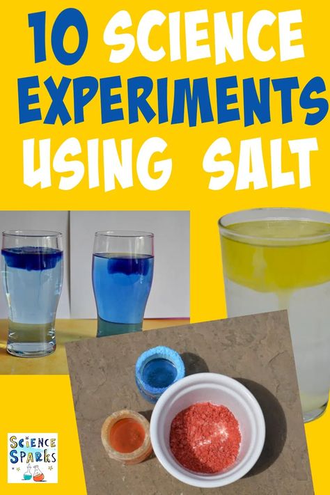 10 Science Experiments Using Salt for Home and School Salt Water Experiment For Kids, Water Experiments For Kids, Acids Bases And Salts, Kids Science Fair Projects, Fun Chemistry, Candy Experiments, Sound Experiments, Light Experiments, Science Demonstrations