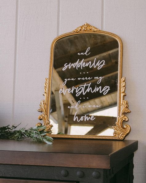 Antique Mirror Wedding Sign, Wedding Entrance Sign Mirror, Wedding Mirror Sign, Classy Reception, Mirror Signs, Mirror Wedding Signs, Bridal Era, Wedding Entrance Sign, Wyoming Wedding