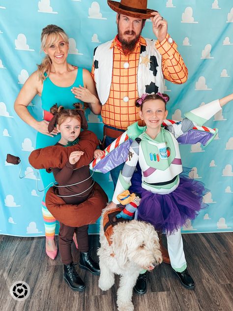 Family costume idea! DIY slinky dog, buzz light year with a tutu, woody & Barbie! Follow my shop @jessica_michelle_xo on the @shop.LTK app to shop this post and get my exclusive app-only content! #liketkit #LTKHalloween #LTKkids #LTKfamily @shop.ltk Toy Story Easy Costumes, Toy Story Halloween Costumes Diy, Toy Story Barbie Costume, Diy Slinky, Toy Story Barbie, Toy Story Costume, Family Costume Ideas, Toy Story Halloween, Slinky Dog