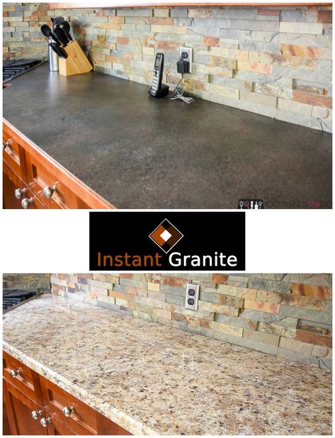 Instant Granite Mixed Countertops, Kitchen Counter Makeover, Countertop Vinyl, Counter Makeover, Vinyl Countertops, Instant Granite, Camper Upgrades, Countertop Remodel, Refinish Countertops