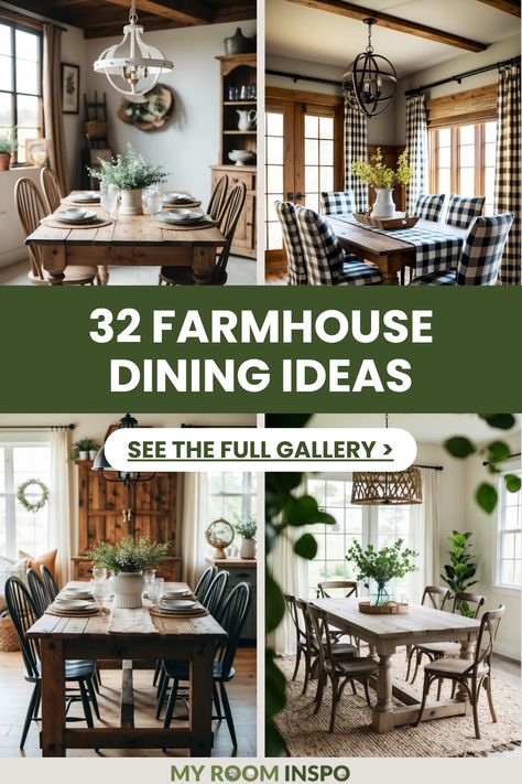 Explore cozy farmhouse dining room ideas in this pin. This image showcases 4 stunning styles, focusing on rustic charm and modern decor to enhance your dining space. Farmhouse Table And Chairs Kitchen, Rustic Dining Chairs Wood, Farmhouse Kitchen Tables And Chairs, Farmhouse Dining Table Colors, Farmhouse Oblong Dining Table, Farm Style Table Decor, Country Dining Table Decor, Rustic Farmhouse Dining Table Decor, Kitchen Table In Front Of Window