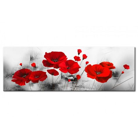 Mobilier d'intérieur > Décoration > Décoration murale > Tableau ARTGEIST, Envie de fleurs, amoureux des coquelicots ? Ils sont tellement magnifiques ! Le tableau moderne coquelicots d'Artgeist vous comblera de bonheur . Il représente des coquelicots rouges intenses sur un fond gris en blanc, pour effet de contraste épatant.. Ce tableau est imprimé sur une véritable toile italienne qui reflète parfaitement les couleurs. La toile est tendue sur un châssis fabriqué en bois massif naturel. C'est un