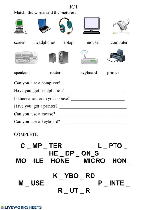 Technology Worksheets, Computer Worksheet, Technology Vocabulary, Irrigation Methods, Teacher Cartoon, Computer Speakers, 2nd Grade Worksheets, Mouse Computer, Laptop Mouse