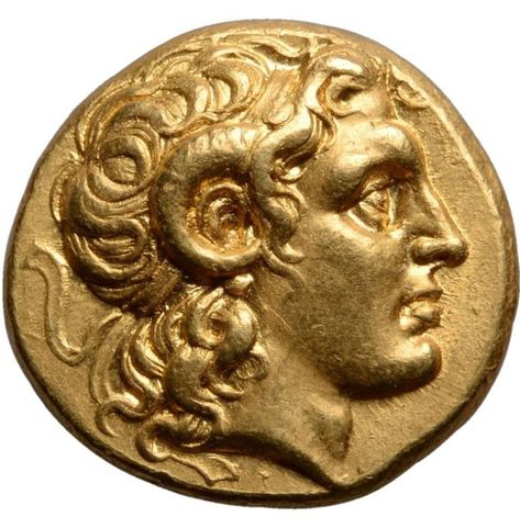 Hellenistic Greek Gold Stater Coin of Alexander the Great, 297 BC Alexander The Great Statue, Ancient Greek Coin, Beautiful Portraits, Greek Coins, Antique Coins, Roman Art, Gold Bullion, Great Paintings, Alexander The Great