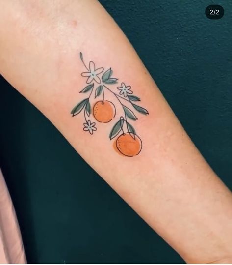 Mandarin Tattoo Fruit, Lemon Ankle Tattoo, Florida Oranges Tattoo, Cute Orange Tattoo, Cutie Orange Tattoo, Orange Outline Tattoo, Mandarin Orange Tattoo, Fruit Sticker Tattoo, Small Fruit Tattoos