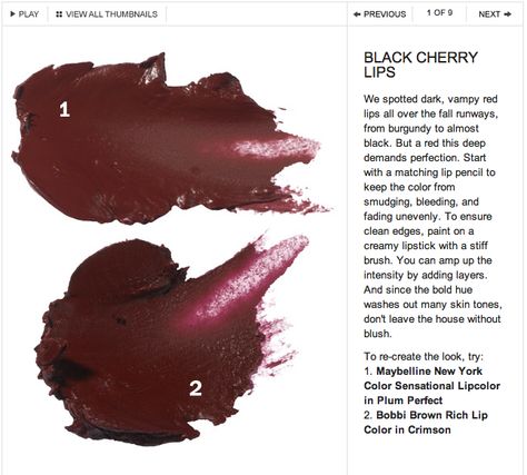 Dark Cherry Lips, Black Cherry Lips, Black Cherry Makeup, Blackberry Lips, Revlon Black Cherry, Black Cherry Lipstick, Cherry Red Lipstick, Red Lip Pencil, 1950s Makeup