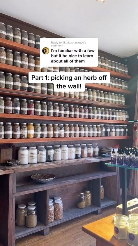 Welcome to our series “Learn the Herb Wall”     Follow along as one by one, we cover every herb on the wall!     You might think you know all there is to know about an herb, but you might be surprised!   •  •  #herbs #herbalmedicine #herbalremedies #holistichealth #learntheherbwall #apothecary #modernapothecary #annasapothecary #herbalist #herbalism #teablends #looseleaftea #tinctures | Anna's Apothecary | Anna's Apothecary · Original audio Herbal Apothecary Storage, Herb Closet, Herbal Business, Apothecary Aesthetic, Herbalist Shop, Home Apothecary, Herbal Store, Artisan Market, Apothecary Style