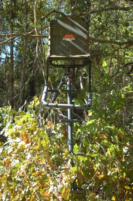 Millennium T-100 Mini-Tripod Stand - AllOutdoor.com Tree Stand Accessories Hunting, Tripod Deer Stand, Tree Blinds Deer Stands, Tower Deer Stands, Climbing Tree Stands, Pallet Deer Stand Hunting Blinds, Hunting Blind Platform, Tree Stand Hunting, Archery Target Stand