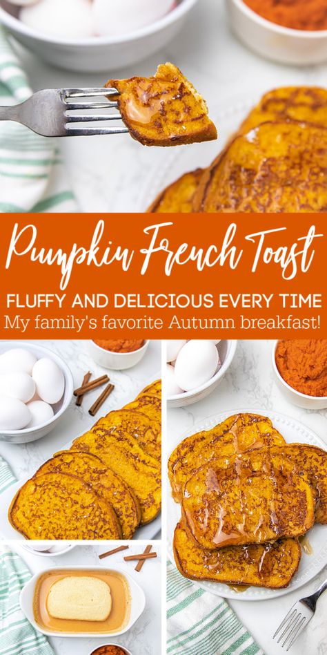 Pumpkin French Toast is going to be a game-changer for your breakfast meal. This French toast is loaded with warm cinnamon and pumpkins pie spice as well as pumpkin puree. Give this easy pumpkin spice French toast a try today! #passion4savings #pumpkin #pumpkinspice #breakfast #fall #autumn #texastoast #easy #fallflavor Pumpkin Frittata, Pumpkin French Toast Recipe, Pumpkin Bread French Toast, Easy Pumpkin French Toast Casserole, Pumpkin Pie French Toast, Pumpkin Spice French Toast Bake, Pumpkin French Toast Healthy, Easy Pumpkin French Toast, Pumpkin Spice French Toast Recipe