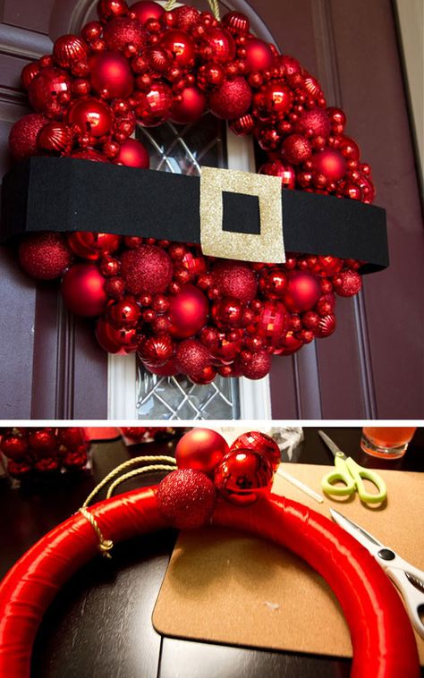 Ornament Wreath | Click Pic for 21 DIY Christmas Outdoor Decorations Ideas | Front Porch Christmas Decorations Outdoor Christmas Diy, Diy Jul, Red Ornaments, Christmas Wreaths Diy, Noel Christmas, Holiday Diy, Best Diy, Christmas Deco, Outdoor Christmas Decorations