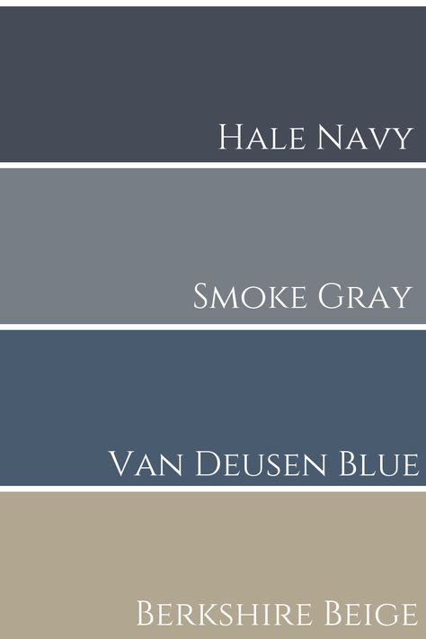 Hale Navy & Smoke Gray & Van Deusen Blue & Berkshire Beige Comparison Navy Blue And Grey Living Room, Blue Living Room Color, Van Deusen Blue, Navy Living Rooms, Colors Combinations, Hale Navy, Beige Living Rooms, Living Room Color Schemes, Room Color Schemes