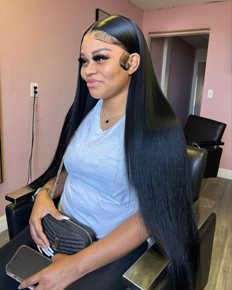 Center Part Straight Hair, Long Straight Middle Part Wig, 30 Inch Jet Black Middle Part, 40 Inch Bust Down Wig Side Part, Middle Part Lace Front Wigs Straight, Middle Part Straight Wig, Long Weaves, Black Hair Wigs, Hair Tuck