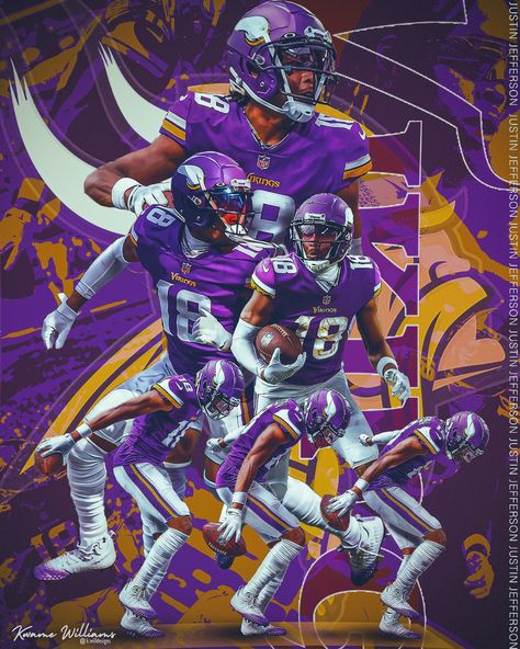 Nfl Wallpaper Aesthetic Vikings, Justin Jefferson Wallpaper Aesthetic, Nfl Art, Justin Jefferson Wallpaper Iphone, American Football Wallpaper, Minnesota Vikings Wallpaper Iphone, Justin Jefferson Wallpaper, Justin Jefferson, Justin Jefferson Catch