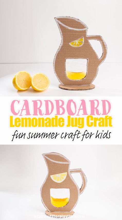 Cardboard Lemonade Jug Craft - Happy Toddler Playtime June Activities, Easy Kid Activities, Summer Boredom, Play Based Learning Activities, Summer Craft, Learning Ideas, Summer Refreshments, Play Based Learning, Summer Treats