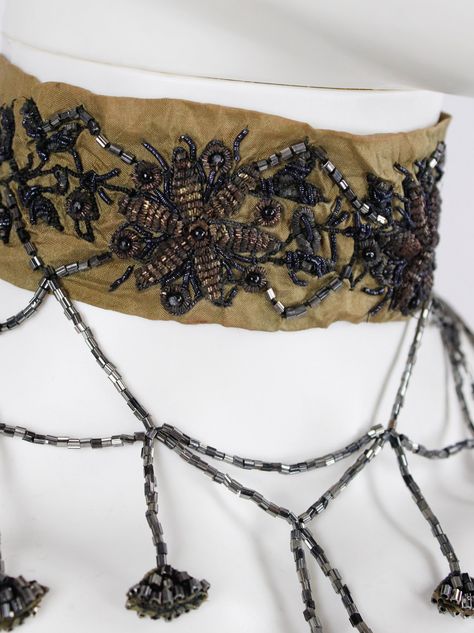 Embroidery Runway, Medieval Oc, Choker Design, Ribbon Choker, Choker Designs, Vintage Choker, Brown Silk, Curated Vintage, Shoe Show