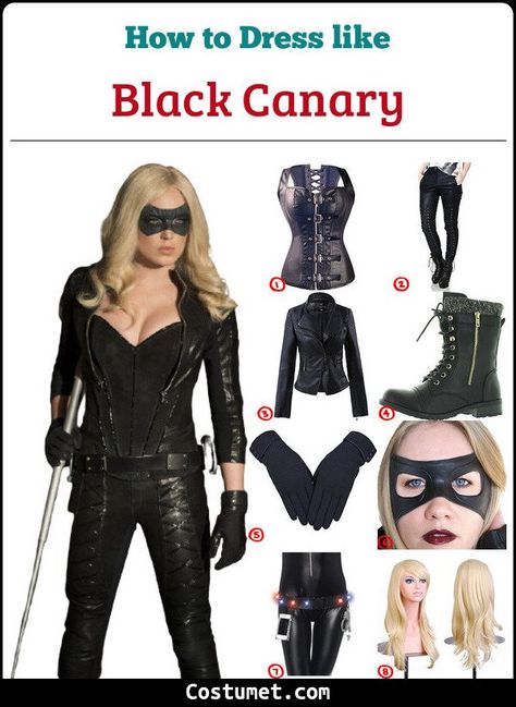 Black Canary Suit Design, Diy Black Canary Costume, Black Canary Inspired Outfits, Black Canary Design, Green Arrow Costume, Black Canary Costume, Black Canary Cosplay, Arrow Costume, Funny Group Halloween Costumes