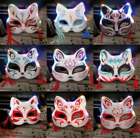 Kitsune Art, Chinese Mask, Japan Mask, Masquerade Mask Diy, Round Gazebo, Japanese Fox Mask, Kny Oc Ideas, Ninja Mask, Color Anime