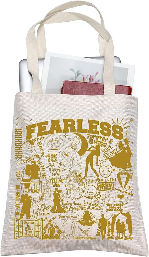 TOBGBE Singer Fan Gift Album Name Inspired Tour Concert Tote Bags Music Lover Merchandise Song Lyric Gift Fearless, Taylor Swift, Swiftie, Tote Bag Concert Merchandise, Taylor Swift Fearless, Reusable Grocery Bags, Grocery Bag, Music Lovers, Song Lyrics, Harry Styles, Album Covers, Taylor Swift