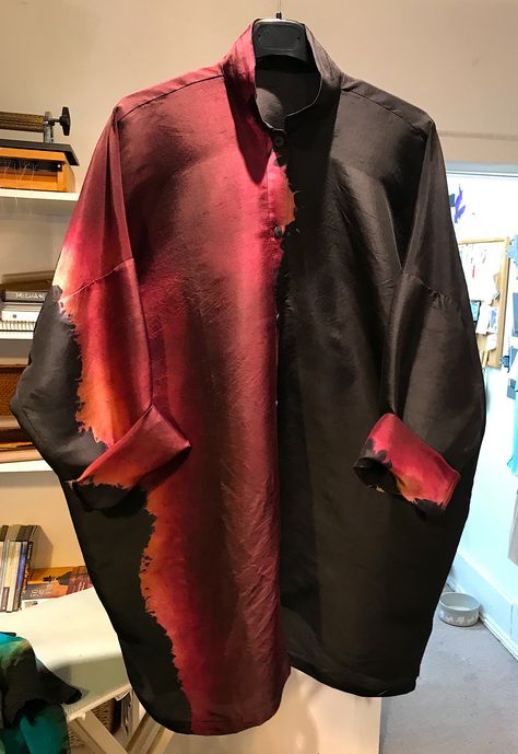 New Big Shirt size  1 (4-12) Size 2 is (12-20) Silk Shantung Heterochromatic Eyes, Wizard Fashion, Red Tie Dye, Hand Painted Dress, Big Shirt, Fabric Inspiration, Embroidery Designs Fashion, Fashion Inspiration Design, Dyed Dress