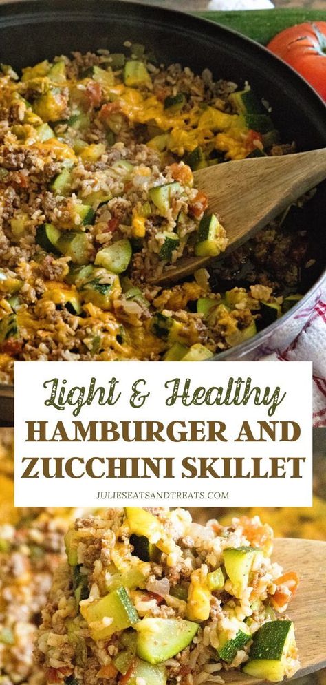 Zucchini Skillet, Healthy Hamburger, One Pan Meal, Health Dinner, Green Pepper, Health Dinner Recipes, Squash Recipes, One Pan, Zucchini Recipes