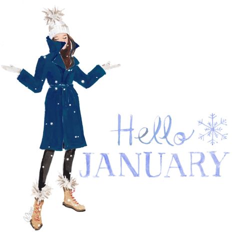 Hello January Heather Stillufsen, Heather Rosehill, Heather Stillufsen Quotes, Hello January, Heather Stillufsen, Girls Clips, Days And Months, Illustration Quotes, Calendar Girls