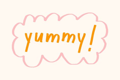 Yummy! doodle typography on a beige background vector | free image by rawpixel.com / NingZk V. Yummy Sticker, Doodle Typography, Message Bubble, Good Morning Sun, Sun Morning, Sun Drawing, Image Font, Baking Book, Decoration Stickers