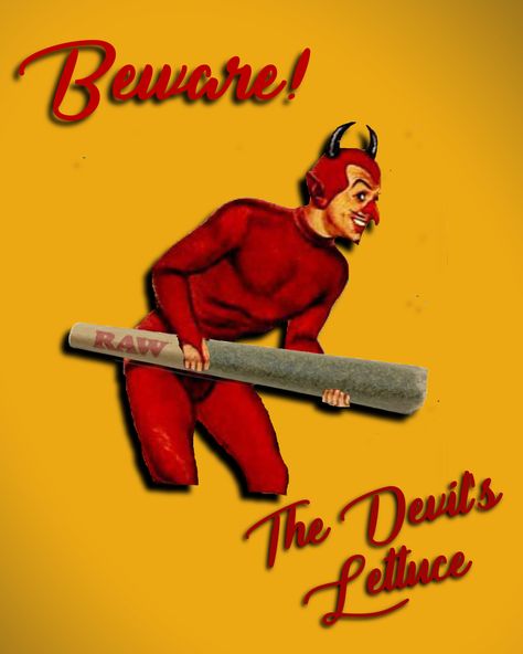 Beware! The Devil’s Lettuce! Would you like to see this as a t-shirt or print design? Devils Lettuce Poster, Devils Lettuce, The Devil, Lettuce, Print Design, Turn Ons, T Shirt, Quick Saves, Design