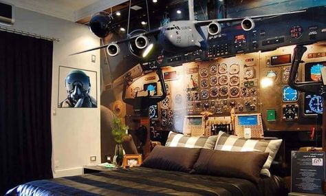 Aviation Room Decor, Aviation Bedroom, Aviation Room, Gaming Bedroom, Boys Bedrooms, Boys Room Decor, Bedroom Themes, Room Themes, Bedroom Bathroom