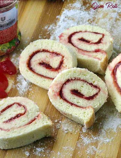 Jam Roll, Jam Swiss Roll recipe, Indian Vegetarian Recipes Jam Swiss Roll, Jam Rolls, Mixed Fruit Jam, Fresh Strawberry Jam, Swiss Roll Recipe, Open Sandwiches, Jam Roll, Swiss Roll Cakes, Indian Vegetarian Recipes