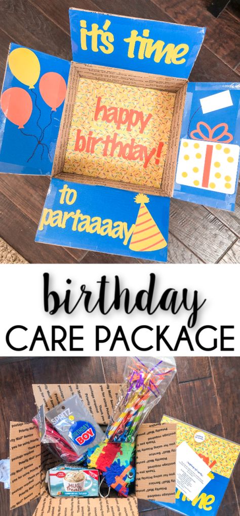 Birthday College Care Package Ideas, Mailed Birthday Gift Ideas, Birthday College Care Package, Birthday Care Packages College, Missionary Birthday Package Ideas, Birthday Care Package Ideas For Her, Birthday Care Package Ideas, Care Package Decorating, Birthday Care Package