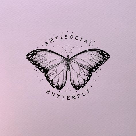 Antisocial Butterfly, Butterfly Drawing, Social Butterfly, Anti Social, Butterfly Tattoo, Peta, No Instagram, Tattoo Ideas, Tattoos