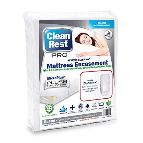 Clean Rest Pro Waterproof, Allergy and Bed Bug Blocking Mattress Encasement, Queen: Amazon.ca: Home & Kitchen Mattress Encasement, Mold Spores, Bed Bug, Mattress Cleaning, Bed Bugs, Mattress Pads, King Mattress, Pet Dander, Queen Mattress